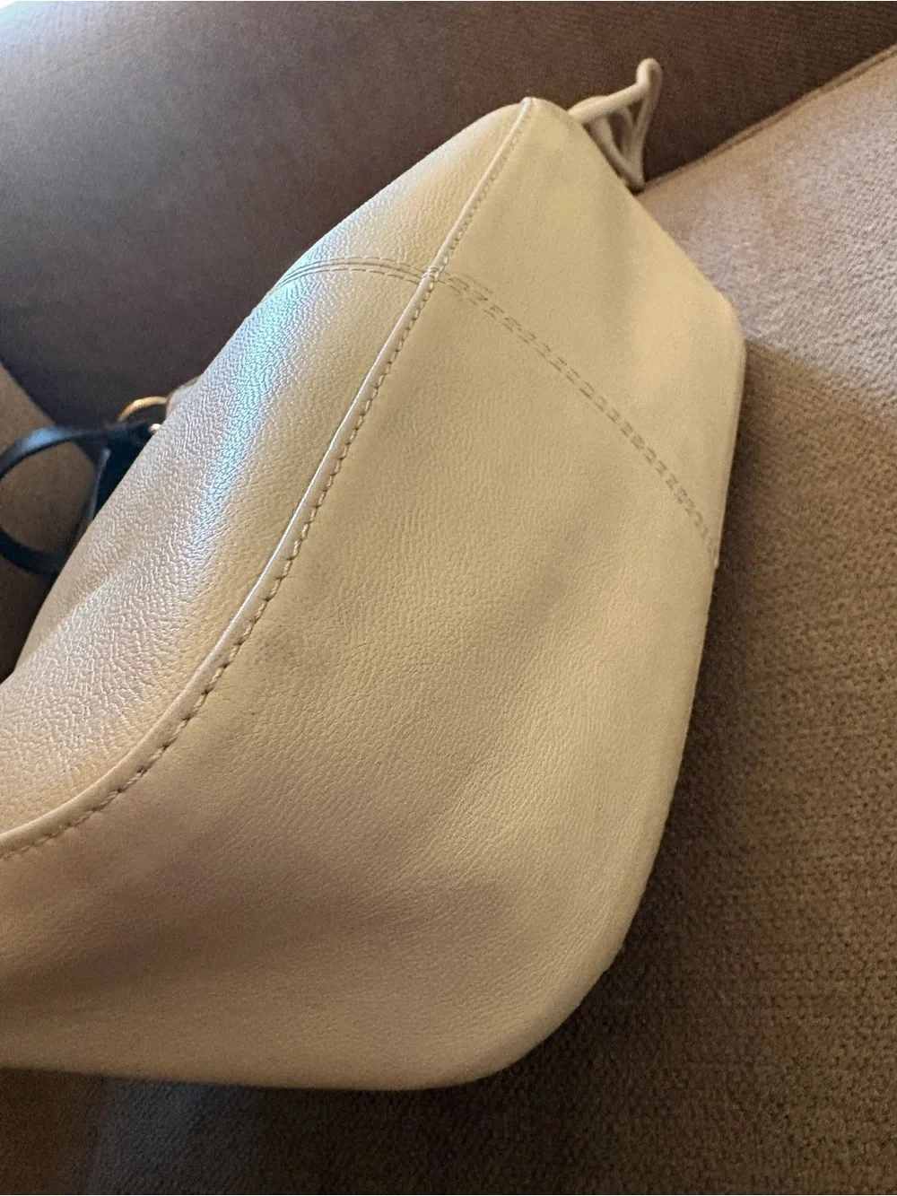 SEE By Chloe Leather Bucket Crossbody Bag in Cream with Gold Hardware $100